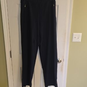 Lucy Navy Blue Pants with Silver Zipper Accents